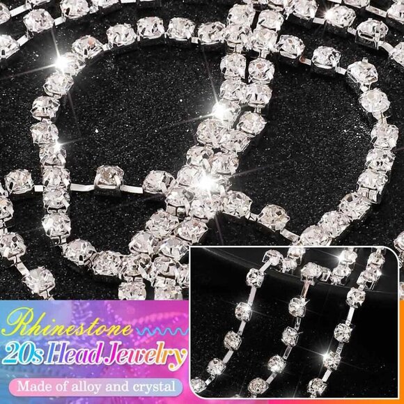 1920s Crystal Flapper Headband Alloy Rhinestone Roaring 20s Party Accessory main image 4